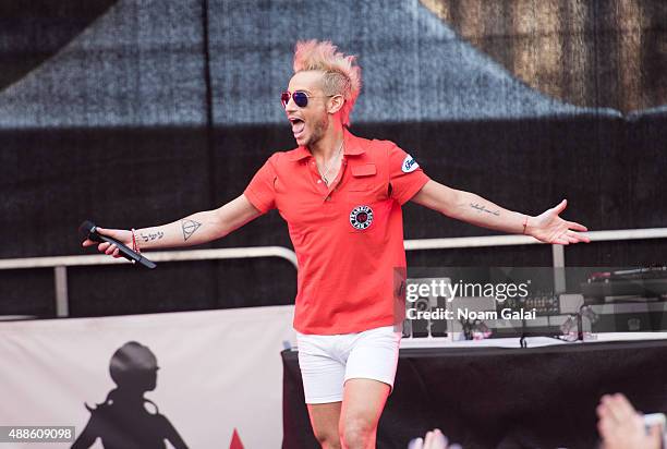 Frankie Grande attends Ariana Grande's "ARI By Ariana Grande" fragrance launch event outside of Macys Herald Square on September 16, 2015 in New York...