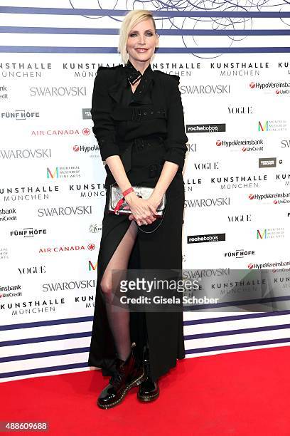 Nadja Auermann during the opening of the exhibition Jean Paul Gaultier 'From The Sidewalk To The Catwalk' at Kunsthalle on September 16, 2015 in...