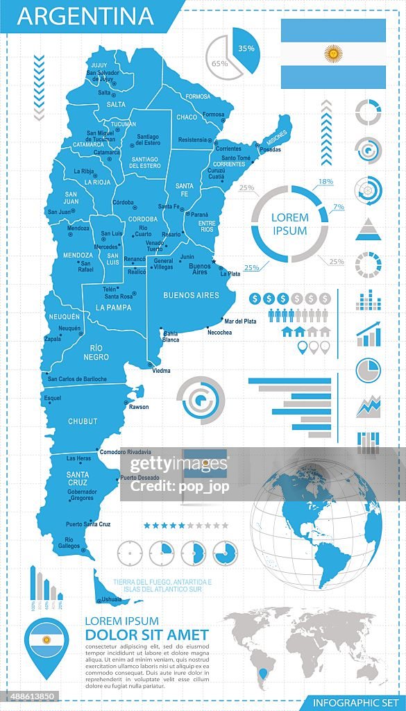 Argentina-infografía mapa-Ilustración