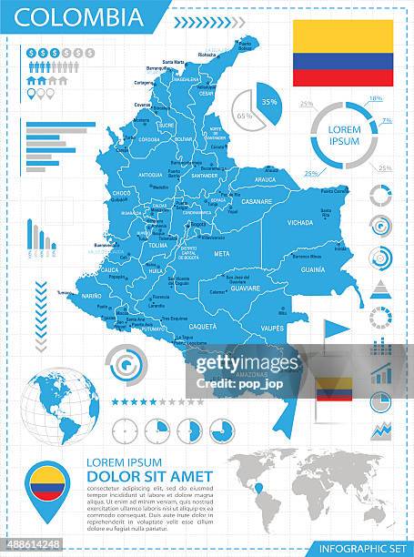 colombia - infographic map - illustration - bogota stock illustrations stock illustrations