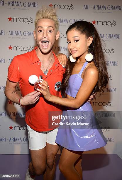 Frankie J. Grande and Ariana Grande during the unveiling of her debut fragrance "ARI by ARIANA GRANDE" at Macy's Herald Square on September 16, 2015...