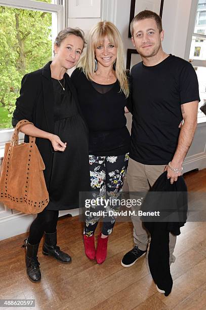 Leah Wood, Jo Wood and Tyrone Wood attend the launch of 'The Pop-Up Gym' written by Jon Denoris at Mortons on May 7, 2014 in London, England.