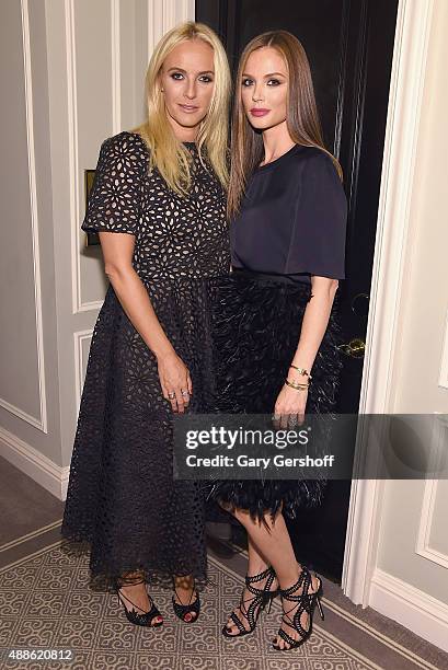 Designers Keren Craig and Georgina Chapman attend the Marchesa fashion show during Spring 2016 New York Fashion Week at St. Regis Hotel on September...