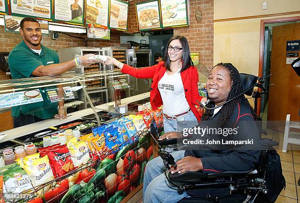 Former Football player, Eric LeGrand and Top 2014 Draft Prospect, Anthony Barr attend Anthony Barr's Vegetable Statue Unveiling at Subway Restaurant...