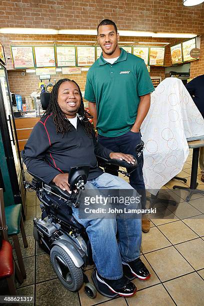 Former Football player, Eric LeGrand and Top 2014 Draft Prospect, Anthony Barr attend Anthony Barr's Vegetable Statue Unveiling at Subway Restaurant...