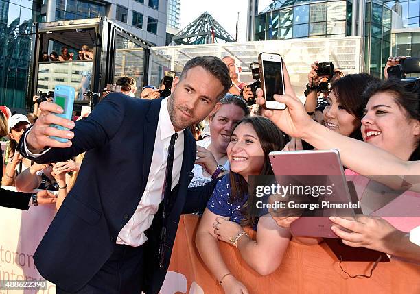 Actor Ryan Reynolds attends the "Mississippi Grind" premiere during the 2015 Toronto International Film Festival at Roy Thomson Hall on September 16,...