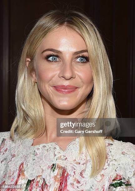 Actress Julianne Hough attends the Marchesa fashion show during Spring 2016 New York Fashion Week at St. Regis Hotel on September 16, 2015 in New...