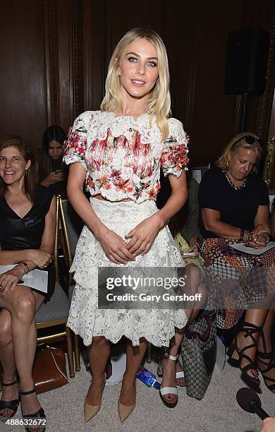 Actress Julianne Hough attends the Marchesa fashion show during Spring 2016 New York Fashion Week at St. Regis Hotel on September 16, 2015 in New...
