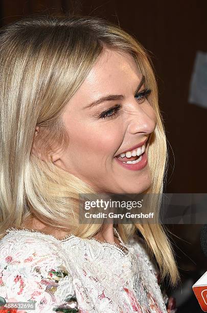 Actress Julianne Hough attends the Marchesa fashion show during Spring 2016 New York Fashion Week at St. Regis Hotel on September 16, 2015 in New...