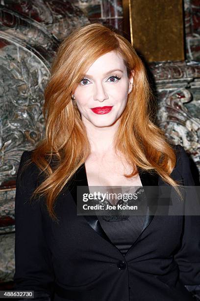 Christina Hendricks attends the Marchesa Spring 2016 fashion show during New York Fashion Week at St. Regis Hotel on September 16, 2015 in New York...