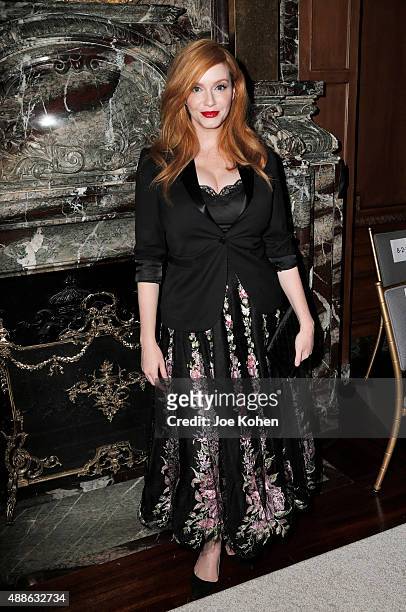 Christina Hendricks attends the Marchesa Spring 2016 fashion show during New York Fashion Week at St. Regis Hotel on September 16, 2015 in New York...