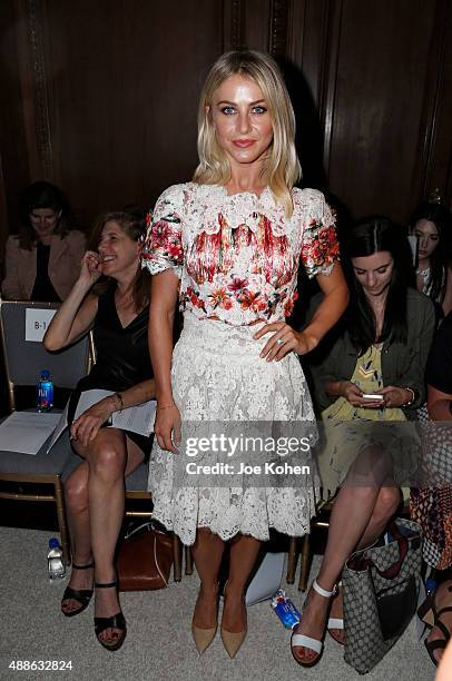 Julianne Hough attends the Marchesa Spring 2016 fashion show during New York Fashion Week at St. Regis Hotel on September 16, 2015 in New York City.