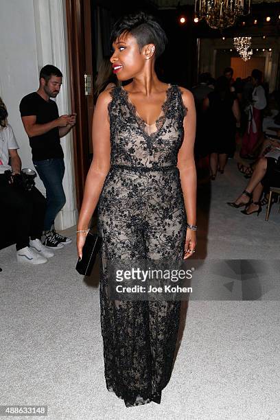 Jennifer Hudson attends the Marchesa Spring 2016 fashion show during New York Fashion Week at St. Regis Hotel on September 16, 2015 in New York City.