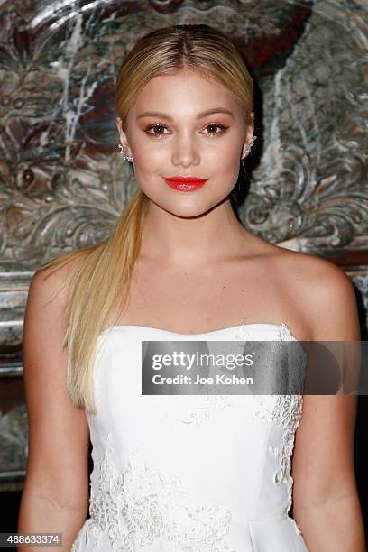 Olivia Holt attends the Marchesa Spring 2016 fashion show during New York Fashion Week at St. Regis Hotel on September 16, 2015 in New York City.