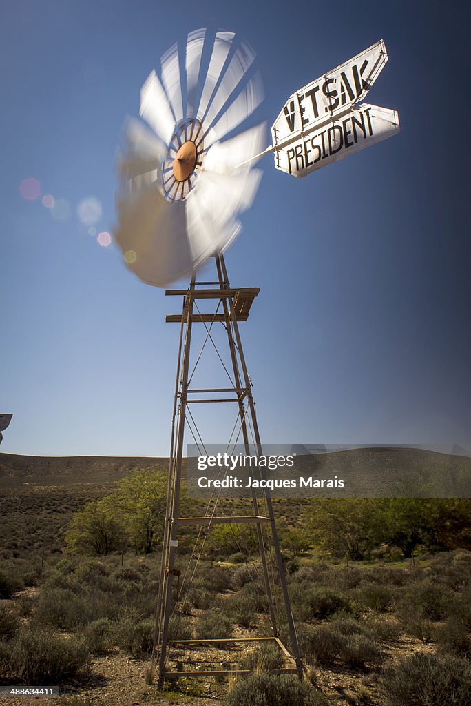 Windmill in open plain near Nieuwoudtville, Northern Cape Province, South Africa