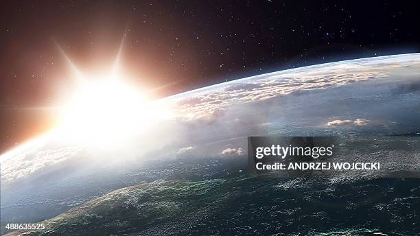 sun over earth, artwork - temperature stock illustrations