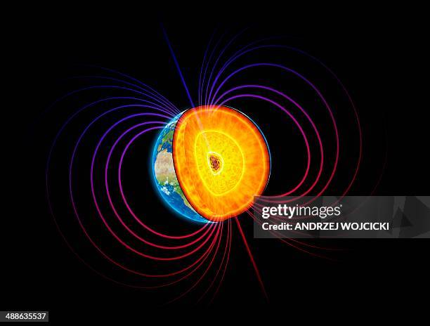 earth's core, artwork - magnetism stock illustrations