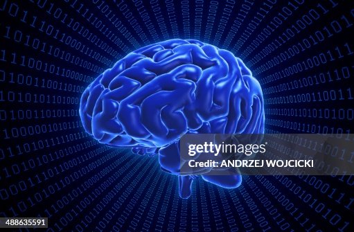 Brain and binary code, artwork Brain and binary code, artwork