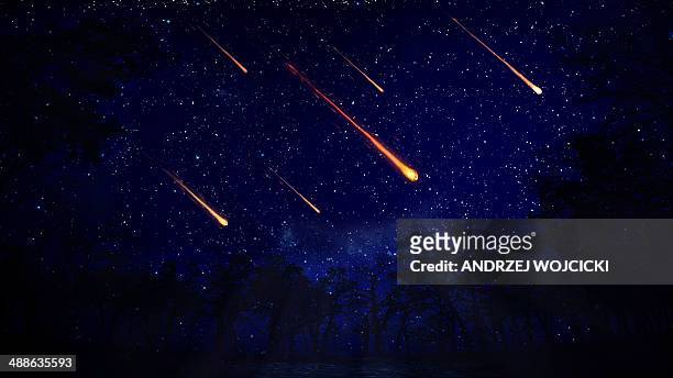 meteor shower, artwork - meteor weltall stock-grafiken, -clipart, -cartoons und -symbole