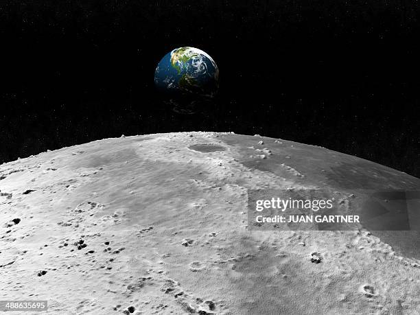 earth and moon, artwork - moonlight stock illustrations