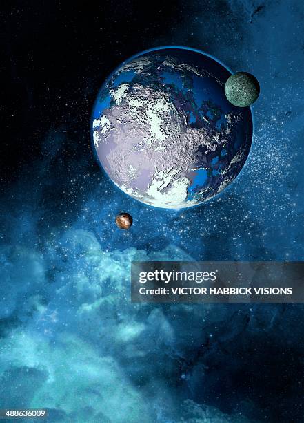 exoplanet, artwork - victor habbick stock illustrations