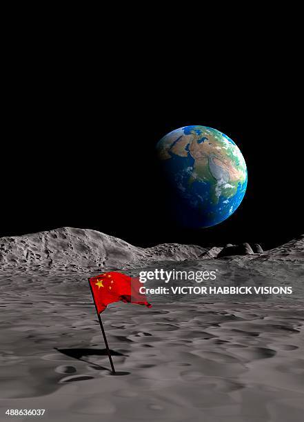 chinese space programme, artwork - chinese flag stock illustrations
