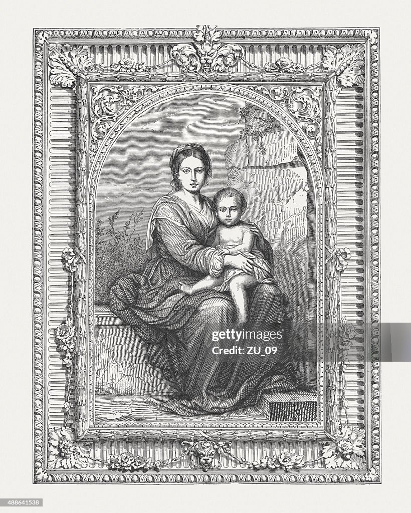 Madonna and Child, painted by Murillo, published in 1878