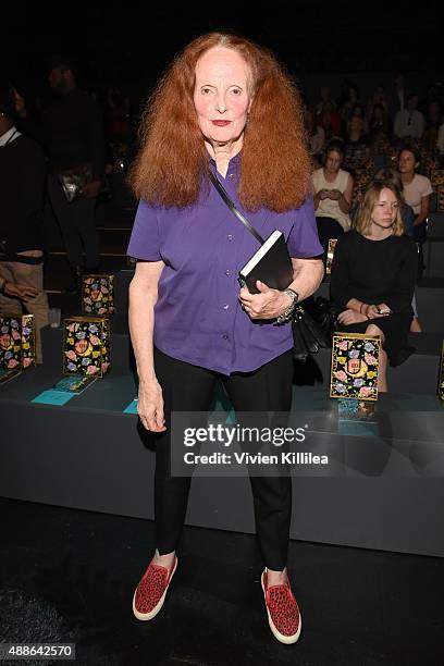 Vogue creative director Grace Coddington attends Anna Sui Spring 2016 during New York Fashion Week: The Shows at The Arc, Skylight at Moynihan...