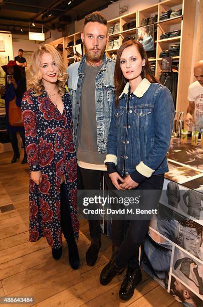 Poppy Jamie, Billy Huxley and Charlotte De Carle attend the Levi's¨ Lot 700 London launch event on September 16, 2015 in London, England.