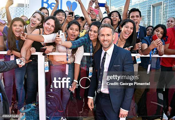 Actor Ryan Reynolds attends the "Mississippi Grind" premiere during the 2015 Toronto International Film Festival at Roy Thomson Hall on September 16,...