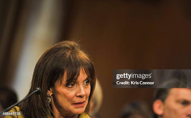 Valerie Harper speaks during the The Fight Against Cancer: Challenges, Progress, and Promise Senate Hearing at Dirksen Senate Office Building on May...