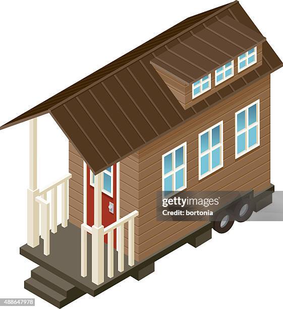 tiny house isometric icon - tiny house stock illustrations
