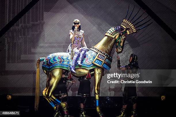 Katy Perry performs on stage during the opening night of the Prismatic World Tour at Odyssey Arena on May 7, 2014 in Belfast, Northern Ireland.
