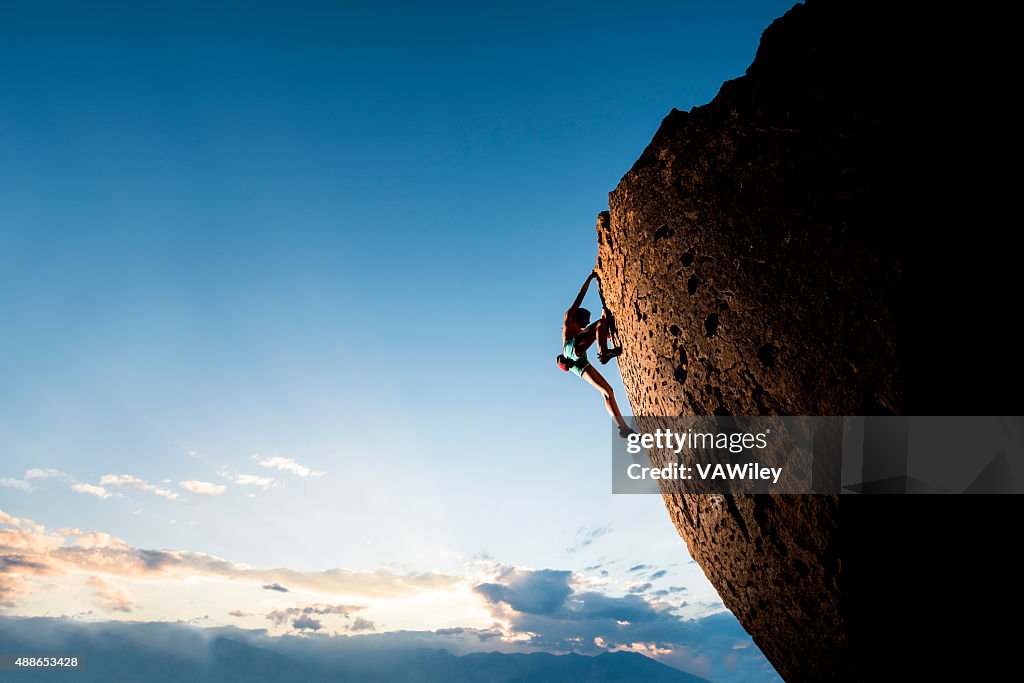 Athletic female rock climber