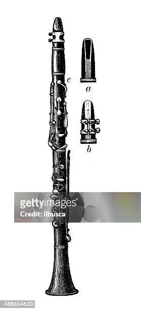 antikes illustration von klarinette - klarinette stock-grafiken, -clipart, -cartoons und -symbole