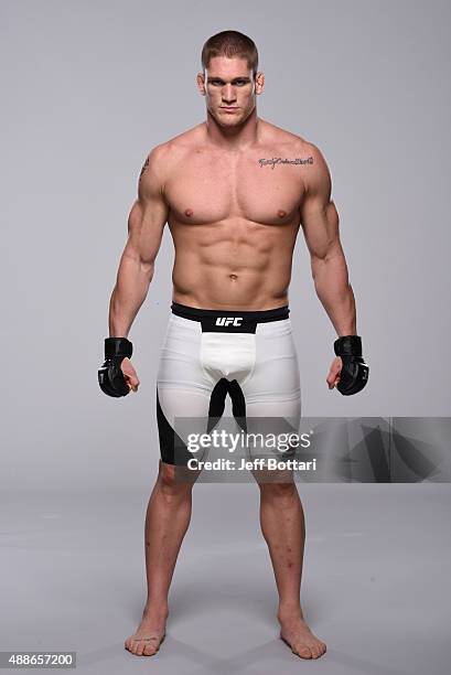 Heavyweight Todd Duffee poses for a portrait during a UFC photo session at the Hyatt Regency Mission Bay on July 12, 2015 in San Diego, California.