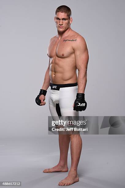 Heavyweight Todd Duffee poses for a portrait during a UFC photo session at the Hyatt Regency Mission Bay on July 12, 2015 in San Diego, California.