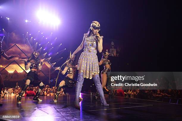 Katy Perry performs on the opening night of her Prismatic World Tour at Odyssey Arena on May 7, 2014 in Belfast, Northern Ireland.