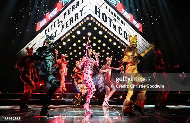 Katy Perry performs on the opening night of her Prismatic World Tour at Odyssey Arena on May 7, 2014 in Belfast, Northern Ireland.