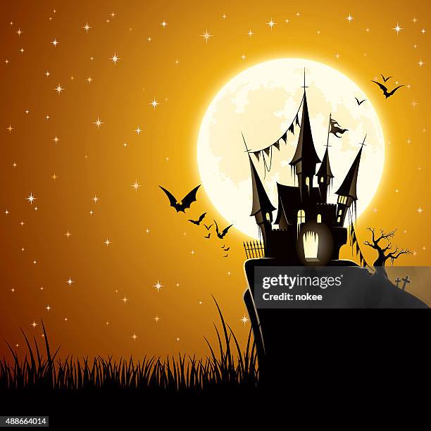 haunted castle - castle background stock illustrations