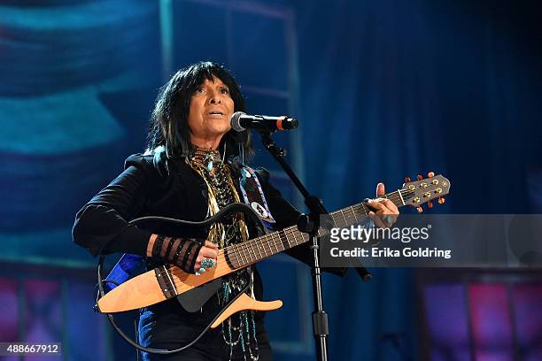 Buffy Sainte-Marie performs onstage at the 14th annual Americana Music Association Honors and Awards Show at the Ryman Auditorium on September 16,...