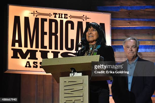 Buffy Sainte-Marie accepts the Spirit of Americana Award at the 14th annual Americana Music Association Honors and Awards Show at the Ryman...