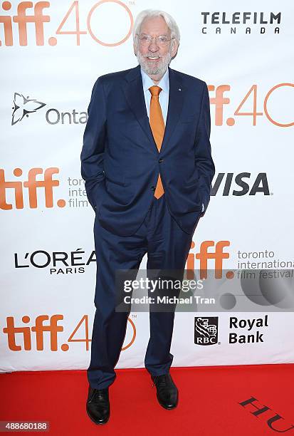 Donald Sutherland arrives at the "Forsaken" premiere during 2015 Toronto International Film Festival held at Roy Thomson Hall on September 16, 2015...