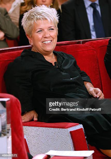 Actress and humorist Mimie Mathy presents her show 'Je papote avec vous' at the 'Vivement Dimanche' French TV Show, held at Pavillon Gabriel on May...