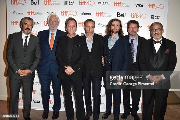 Director Jon Cassar, actors Donald Sutherland, Kiefer Sutherland, Michael Wincott, Aaron Poole, producer Kevin DeWalt and guest attend the "Forsaken"...