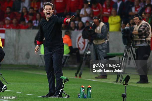 Argel Fucks coach of Internacional during the match between Internacional and Corinthians as part of Brasileirao Series A 2015, at Estadio Beira-Rio...