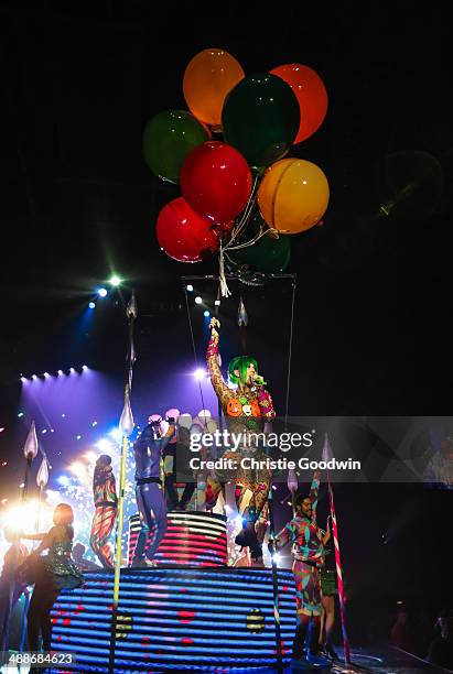 Katy Perry performs on stage on the opening night of the Prismatic World Tour at Odyssey Arena on May 7, 2014 in Belfast, Northern Ireland.