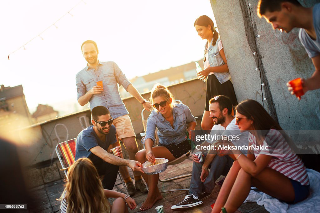 Casual party on the roof