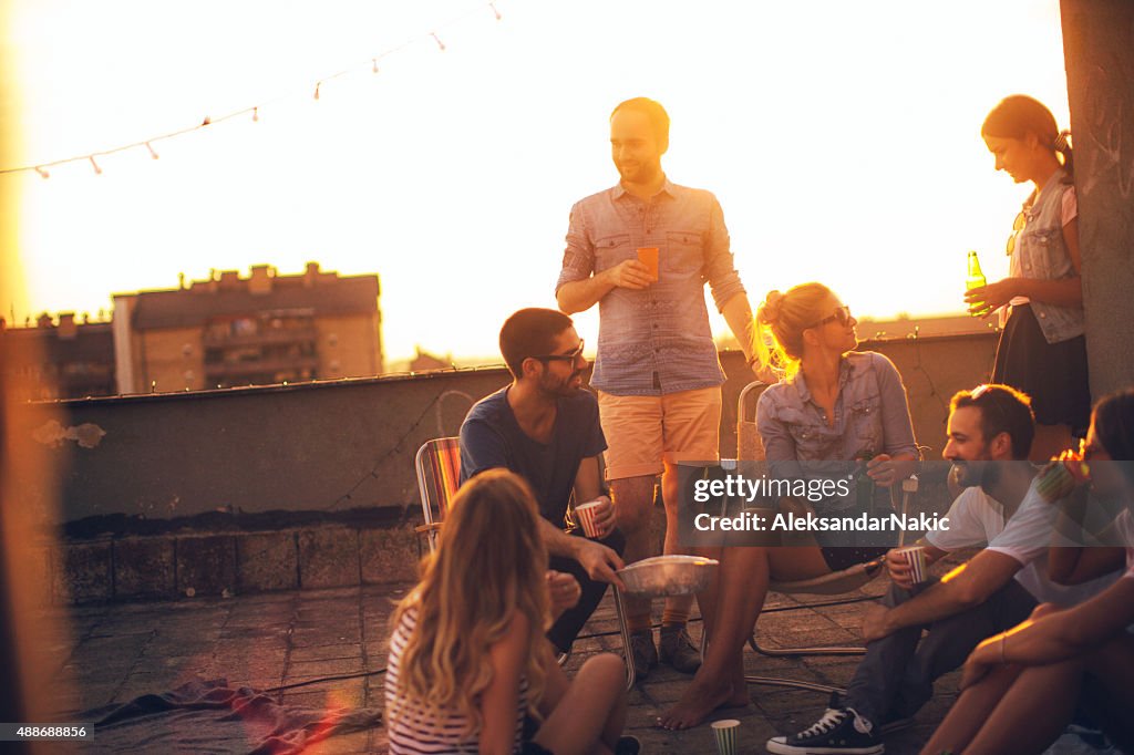 Casual party on the roof