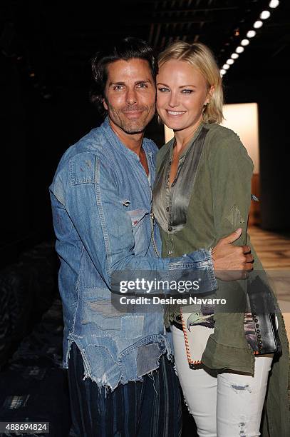 Designer Greg Lauren and actress Malin Akerman attend Greg Lauren presentation Spring 2016 New York Fashion Week: The Shows at The Dock, Skylight at...